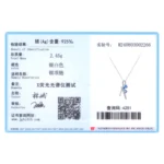 Bow Pendant Necklace Blue Water Droplet Zircon Sterling Silver