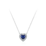 Heart of Ocean Blue Love Forever Pendant Necklace Sterling Silver