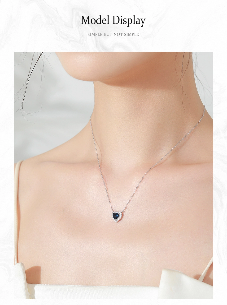 Heart of Ocean Blue Love Forever Pendant Necklace Sterling Silver