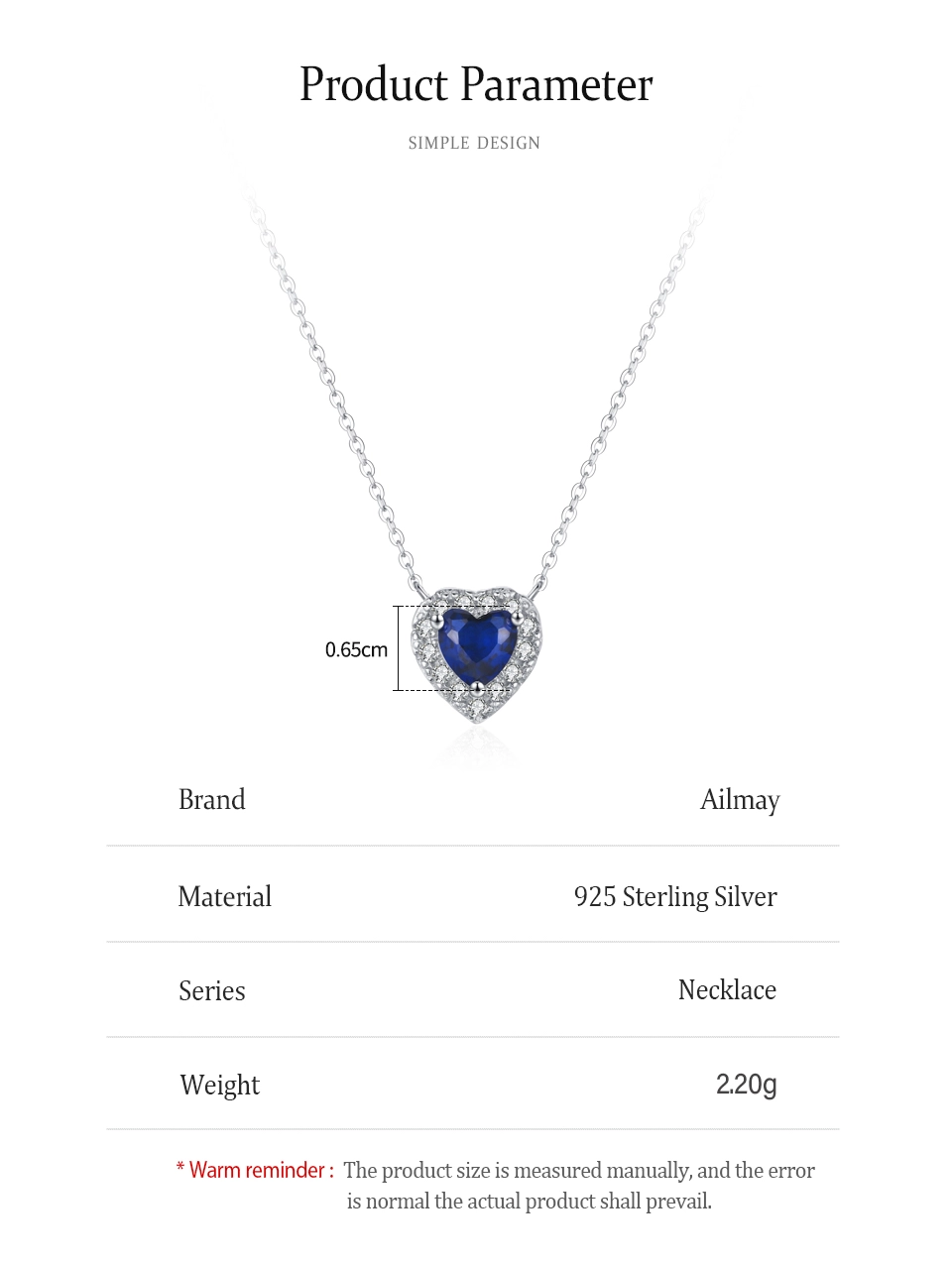 Heart of Ocean Blue Love Forever Pendant Necklace Sterling Silver