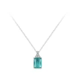 Rectangle Pendant Necklace Green Zircon Jewelry Sterling Silver