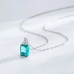 Rectangle Pendant Necklace Green Zircon Jewelry Sterling Silver