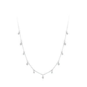Vintage Mini Round Zircon Choker Necklace Sterling Silver