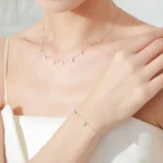 Vintage Mini Round Zircon Choker Necklace Sterling Silver