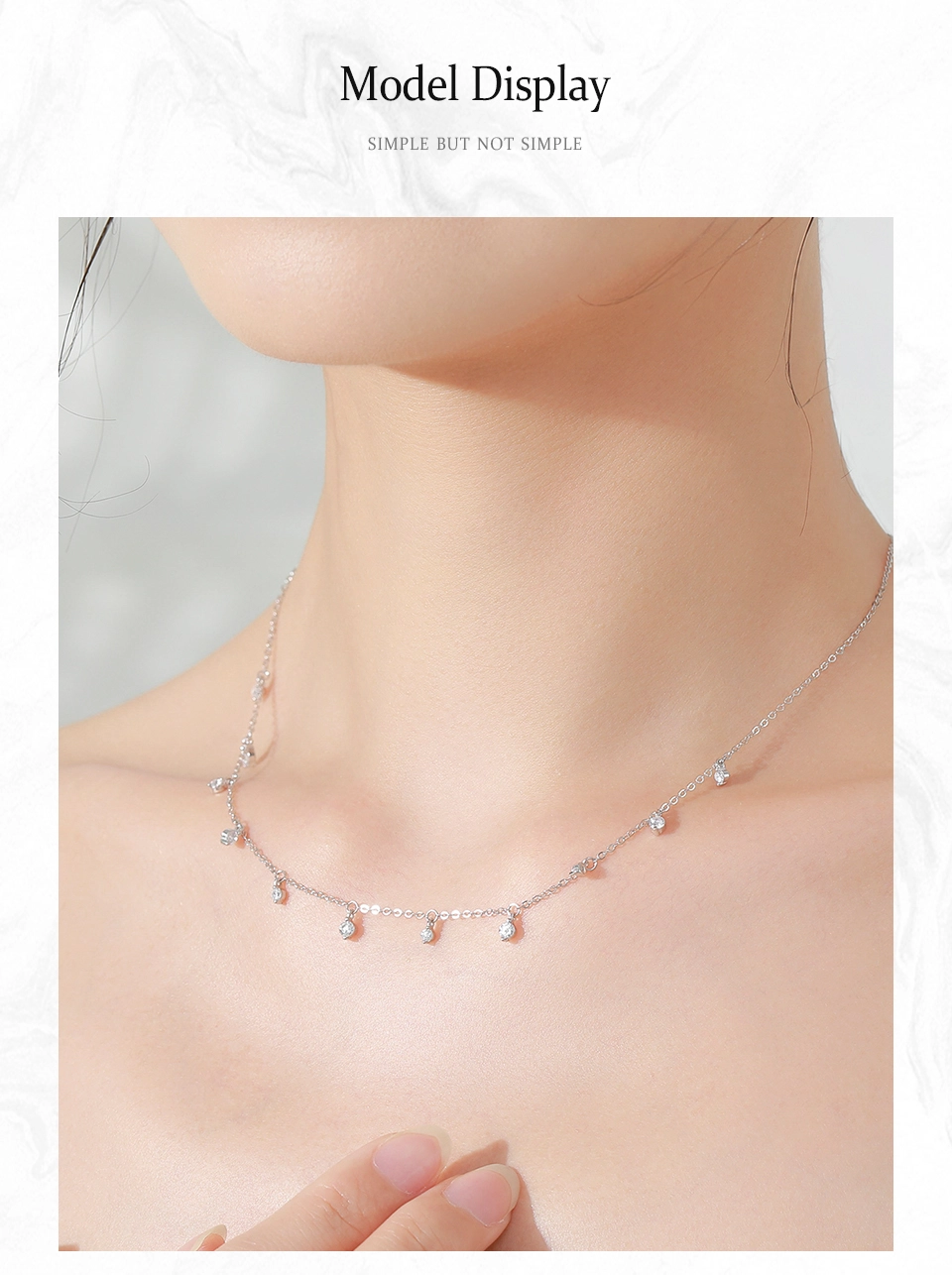 Vintage Mini Round Zircon Choker Necklace Sterling Silver