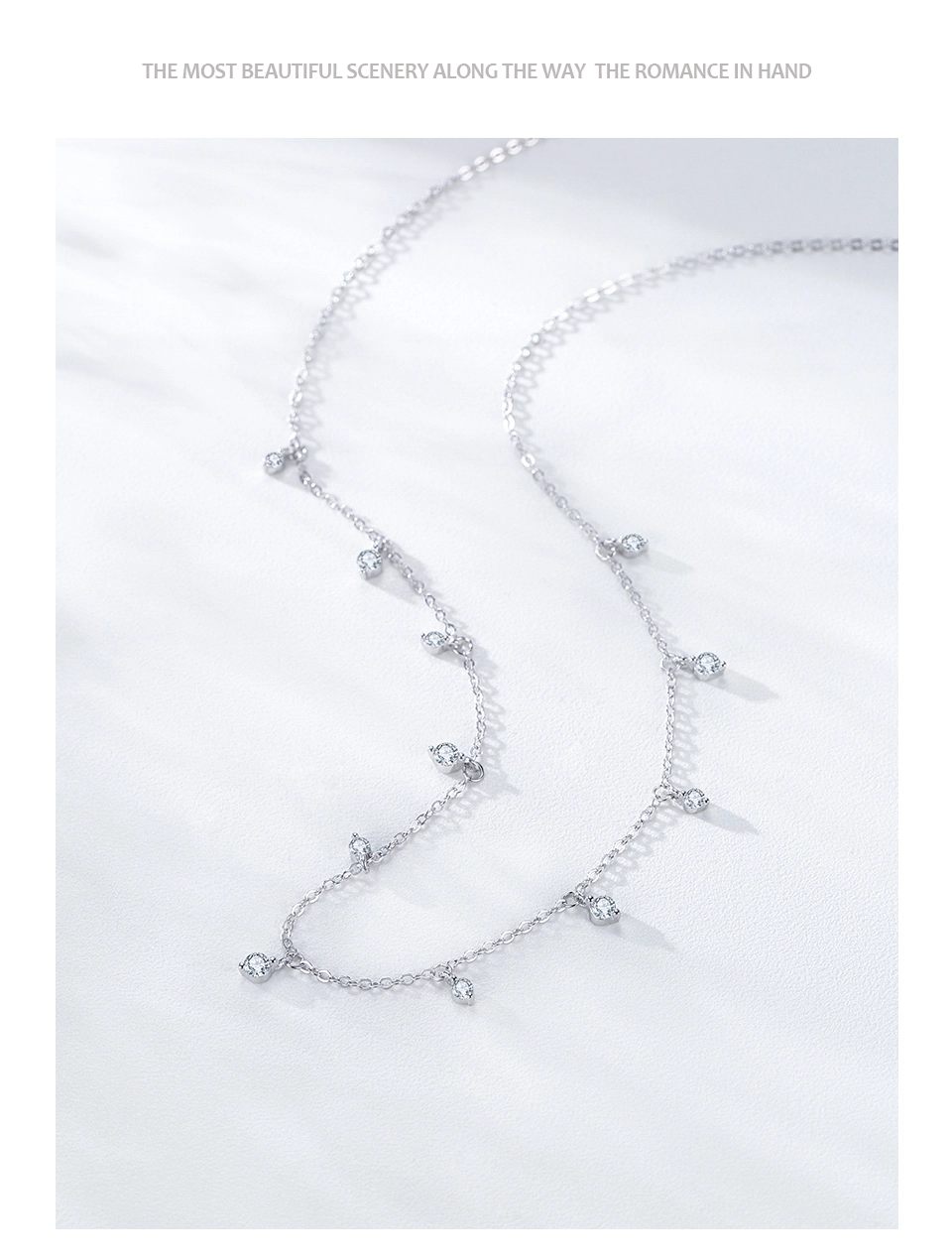 Vintage Mini Round Zircon Choker Necklace Sterling Silver