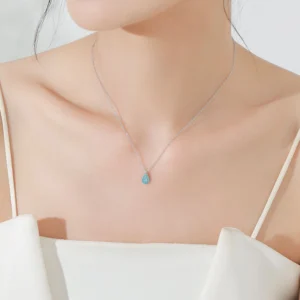 Waterdrop Turquoise Pendant Necklace 925 Sterling Silver