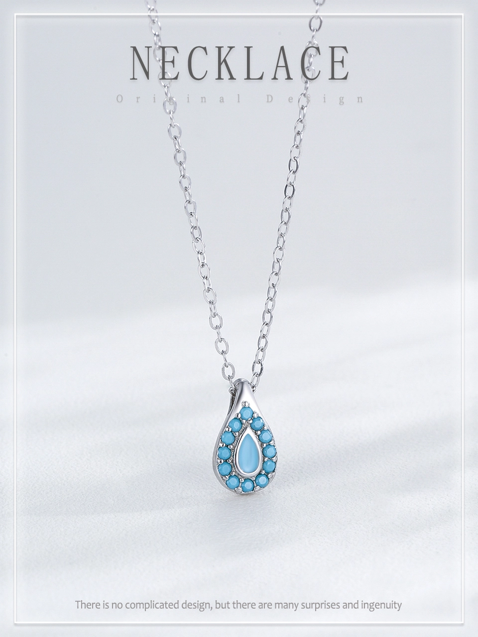 Waterdrop Turquoise Pendant Necklace 925 Sterling Silver