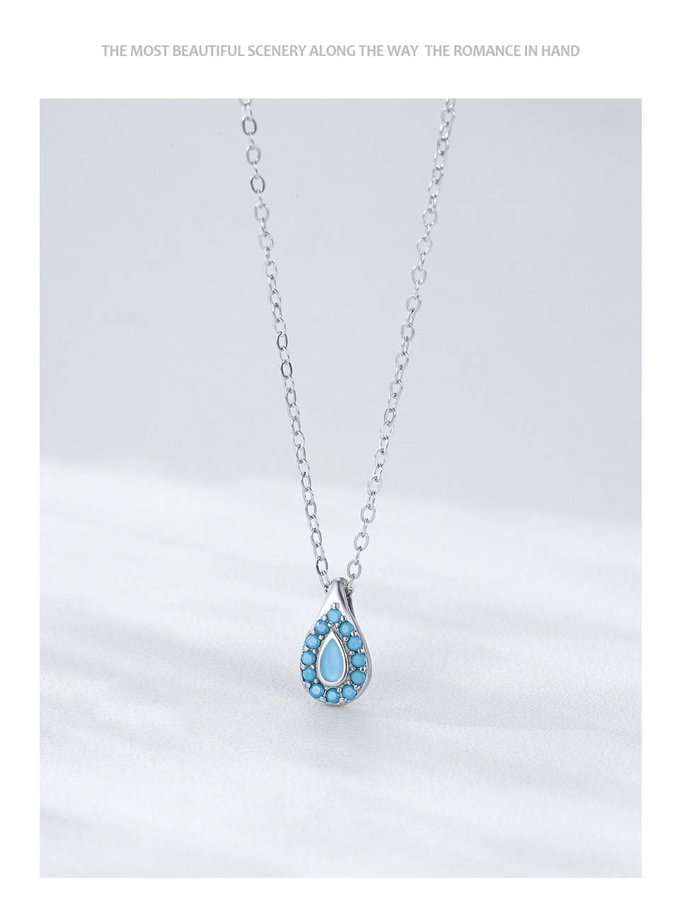 Waterdrop Turquoise Pendant Necklace 925 Sterling Silver