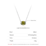 Olive Green Oval Zircon Necklace 925 Sterling Silver