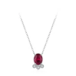 Oval Red Zircon Pendant Necklace 925 Sterling Silver