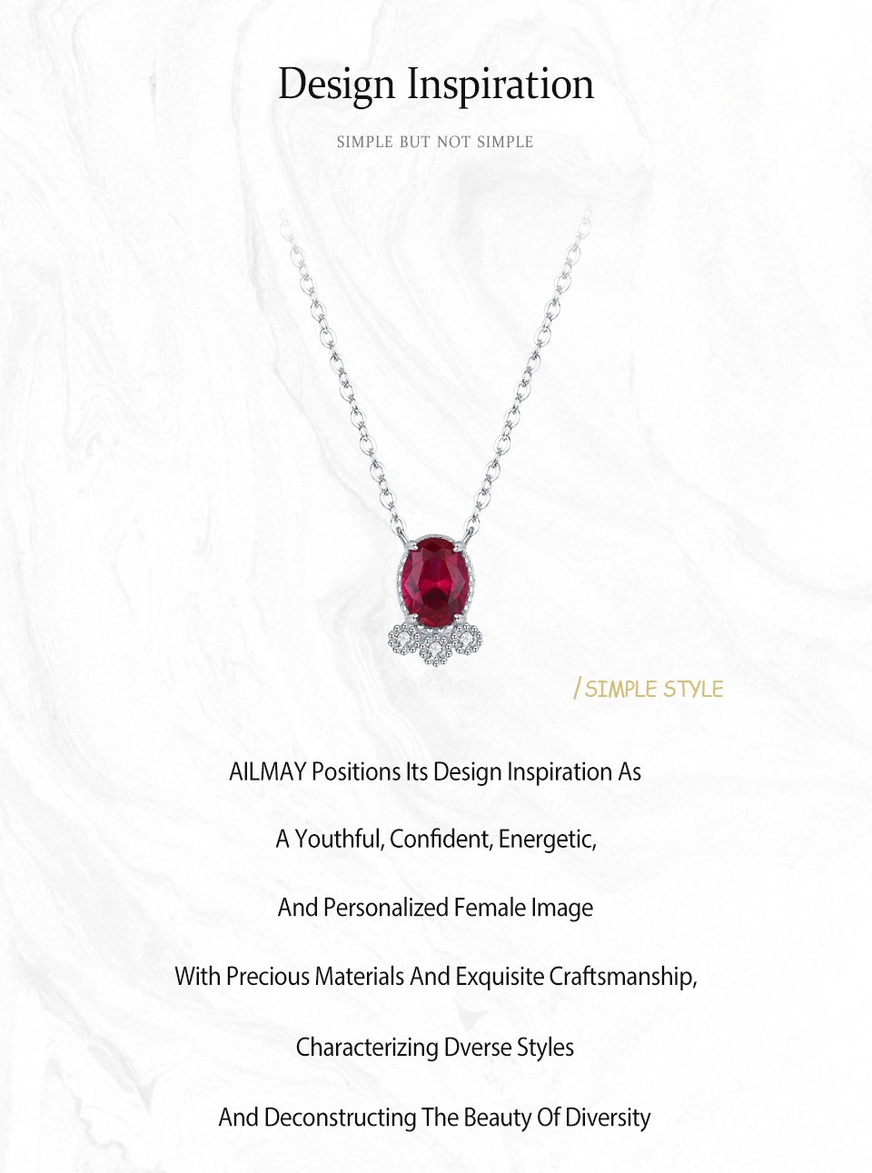 Oval Red Zircon Pendant Necklace 925 Sterling Silver