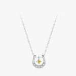 Horseshoes Pendant Dynamic Yellow Zircon Necklace U-shaped Sterling Silver