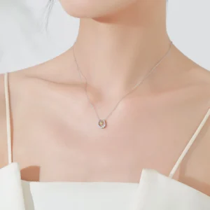 Horseshoes Pendant Dynamic Yellow Zircon Necklace U-shaped Sterling Silver