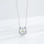 Horseshoes Pendant Dynamic Yellow Zircon Necklace U-shaped Sterling Silver