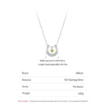 Horseshoes Pendant Dynamic Yellow Zircon Necklace U-shaped Sterling Silver