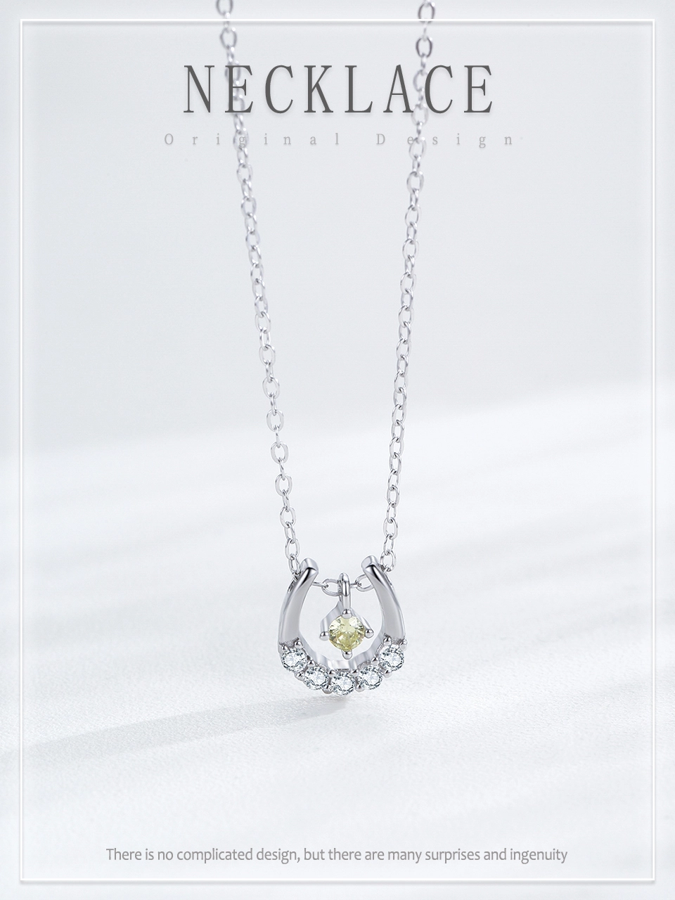 Horseshoes Pendant Dynamic Yellow Zircon Necklace U-shaped Sterling Silver
