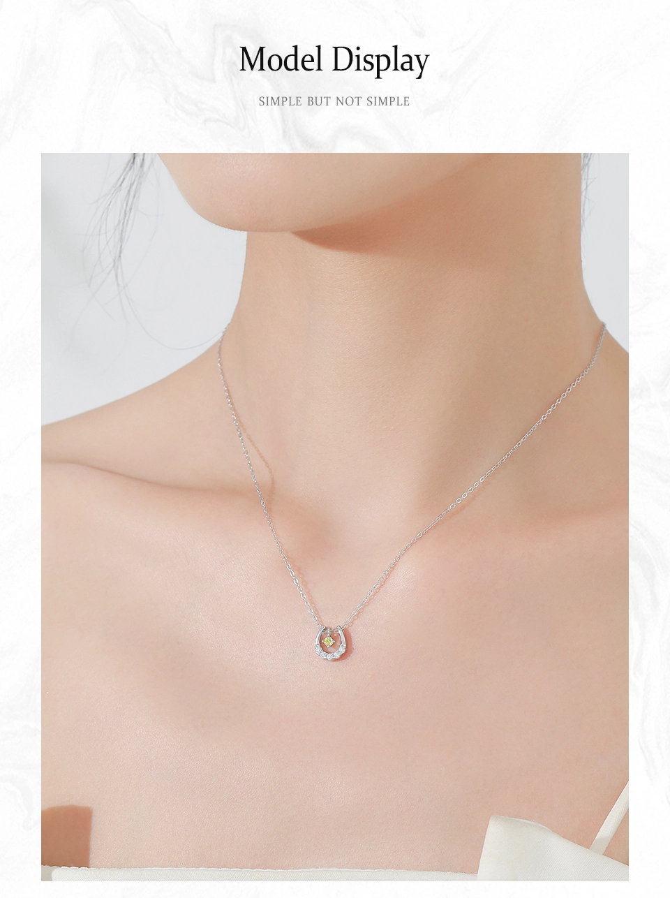 Horseshoes Pendant Dynamic Yellow Zircon Necklace U-shaped Sterling Silver
