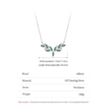 Green Zircon Olive Branch Leaves Pendant Necklace Sterling Silver