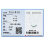 Green Zircon Olive Branch Leaves Pendant Necklace Sterling Silver