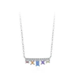 Colored Geometric Zircon Pendant Necklace Sterling Silver
