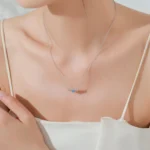 Colored Geometric Zircon Pendant Necklace Sterling Silver