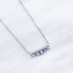 Colored Geometric Zircon Pendant Necklace Sterling Silver