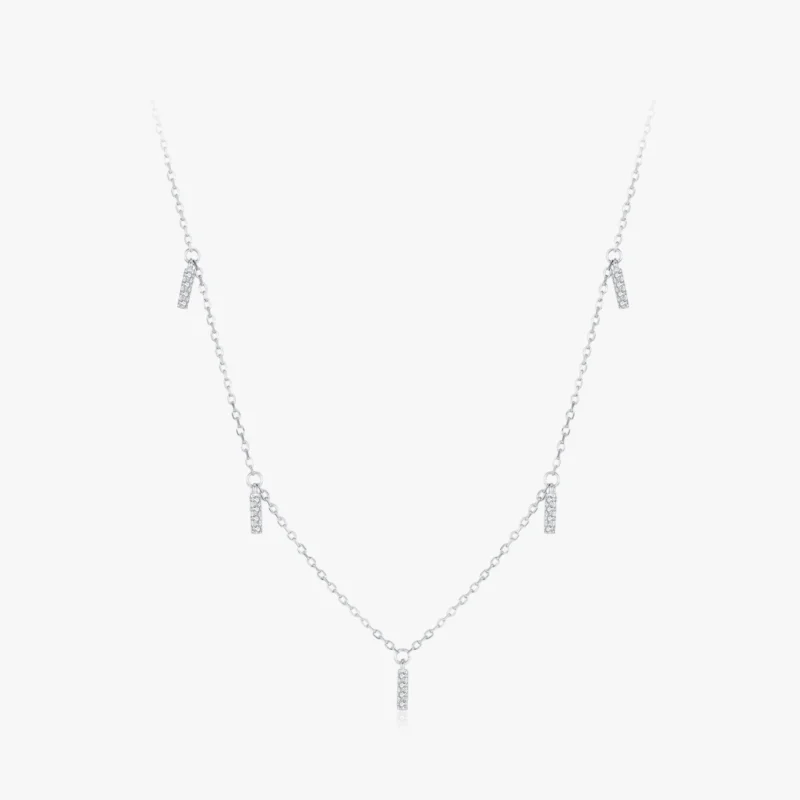 Elegant Sparkling Zircon Link Chain Necklaces 925 Sterling Silver
