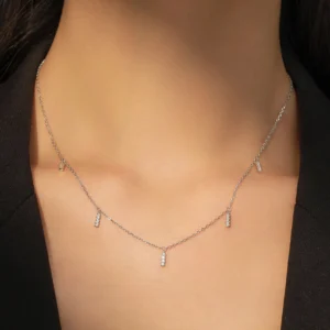 Elegant Sparkling Zircon Link Chain Necklaces 925 Sterling Silver