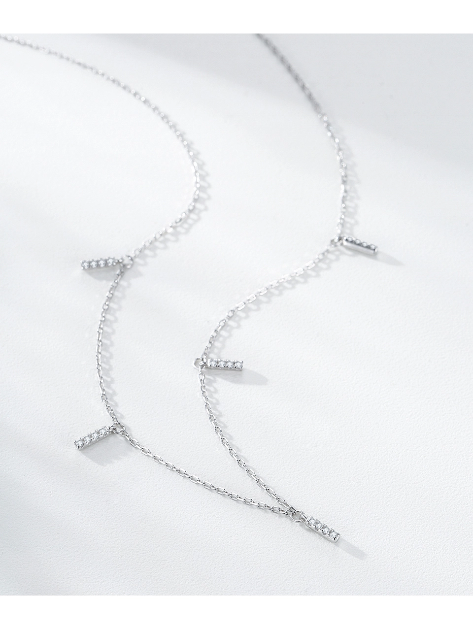 Elegant Sparkling Zircon Link Chain Necklaces 925 Sterling Silver