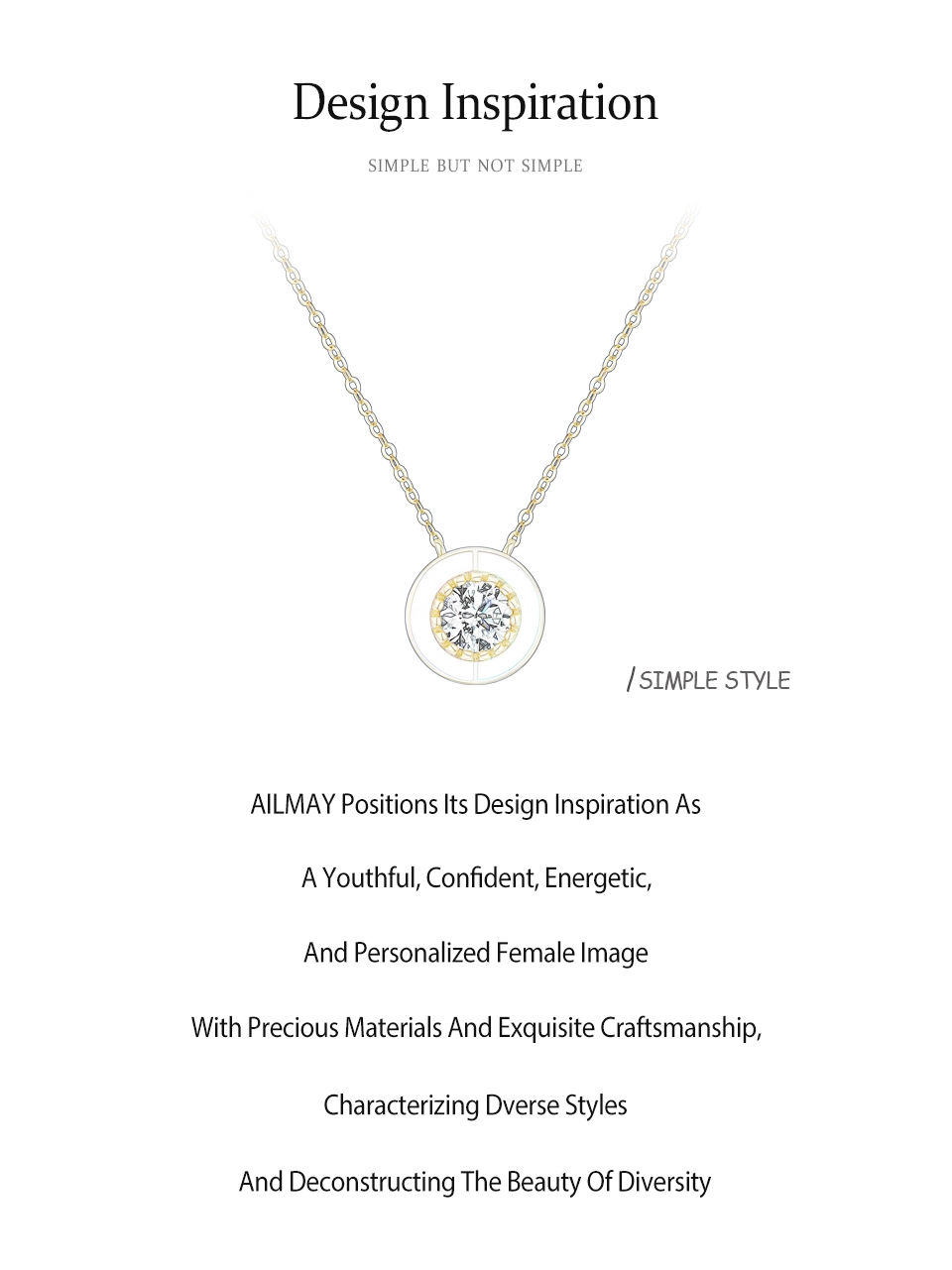 Fashion Round Enamel Pendant Necklace Gold Plating