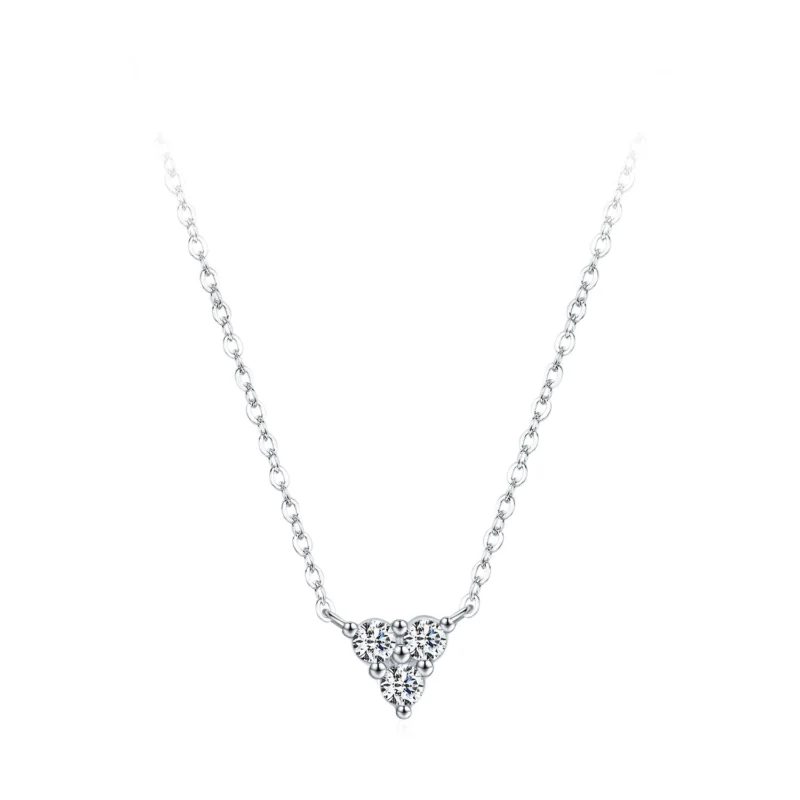 Geometric Triangle Design Pendant Necklace Sterling Silver