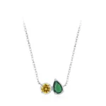 Water Drop Colorful Geometric Pendant Necklace Sterling Silver