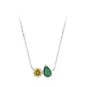 Water Drop Colorful Geometric Pendant Necklace Sterling Silver