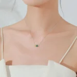 Water Drop Colorful Geometric Pendant Necklace Sterling Silver