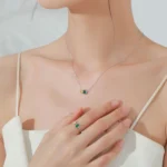 Water Drop Colorful Geometric Pendant Necklace Sterling Silver