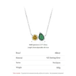 Water Drop Colorful Geometric Pendant Necklace Sterling Silver