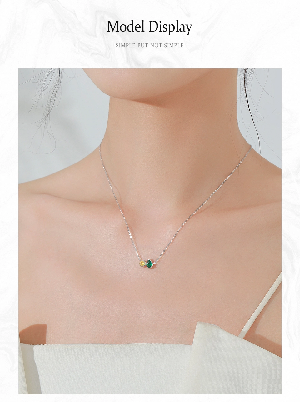 Water Drop Colorful Geometric Pendant Necklace Sterling Silver
