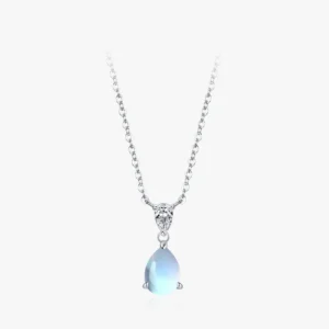 Water Drop Moonstone Pendant Necklaces Sterling Silver
