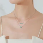 Turquoise Simple Line Pendant Necklace 925 Sterling Silver