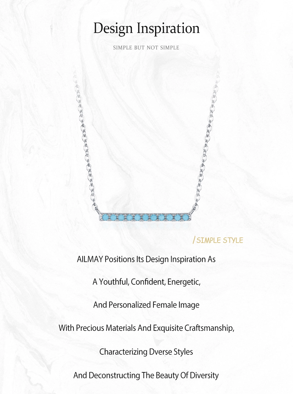 Turquoise Simple Line Pendant Necklace 925 Sterling Silver
