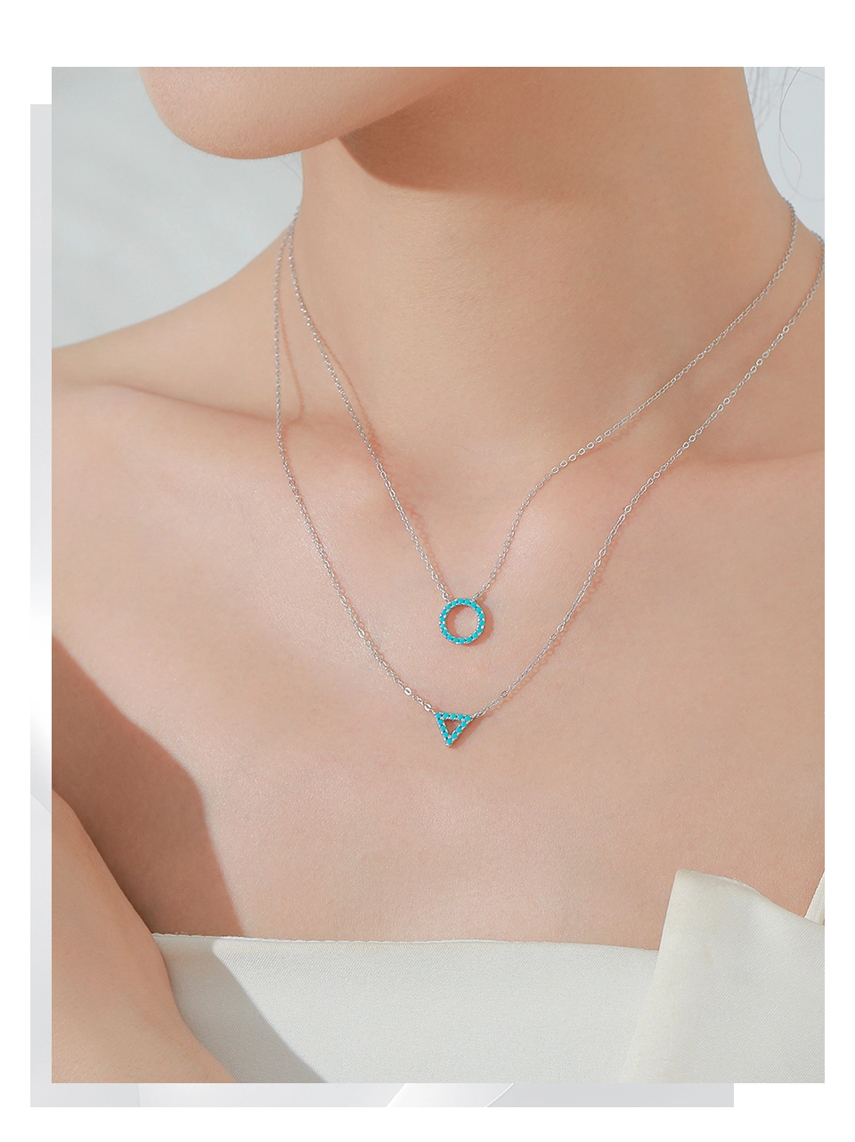 Turquoise Simple Line Pendant Necklace 925 Sterling Silver