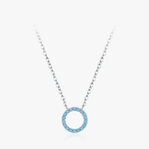 Round Turquoise Pendants Necklace Sterling Silver