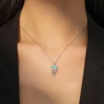 Blue CZ Jellyfish Enamel Pendant Necklace Sterling Silver