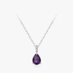 Purple Zircon Waterdrop Pendant Necklaces Sterling Silver