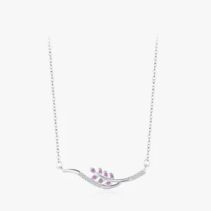 Trendy Charm Leaves Pendant Necklace Sterling Silver
