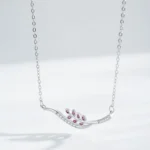 Trendy Charm Leaves Pendant Necklace Sterling Silver