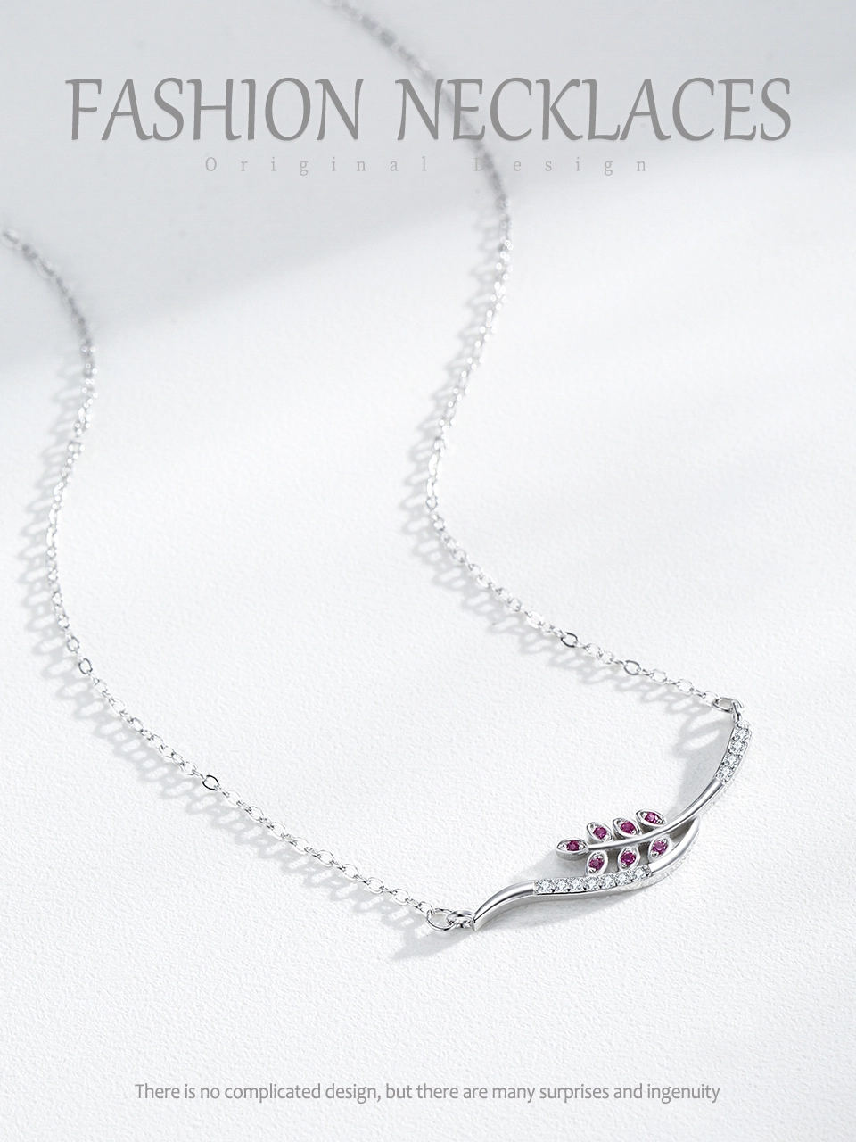 Trendy Charm Leaves Pendant Necklace Sterling Silver