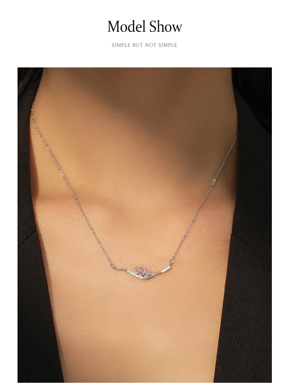 Trendy Charm Leaves Pendant Necklace Sterling Silver