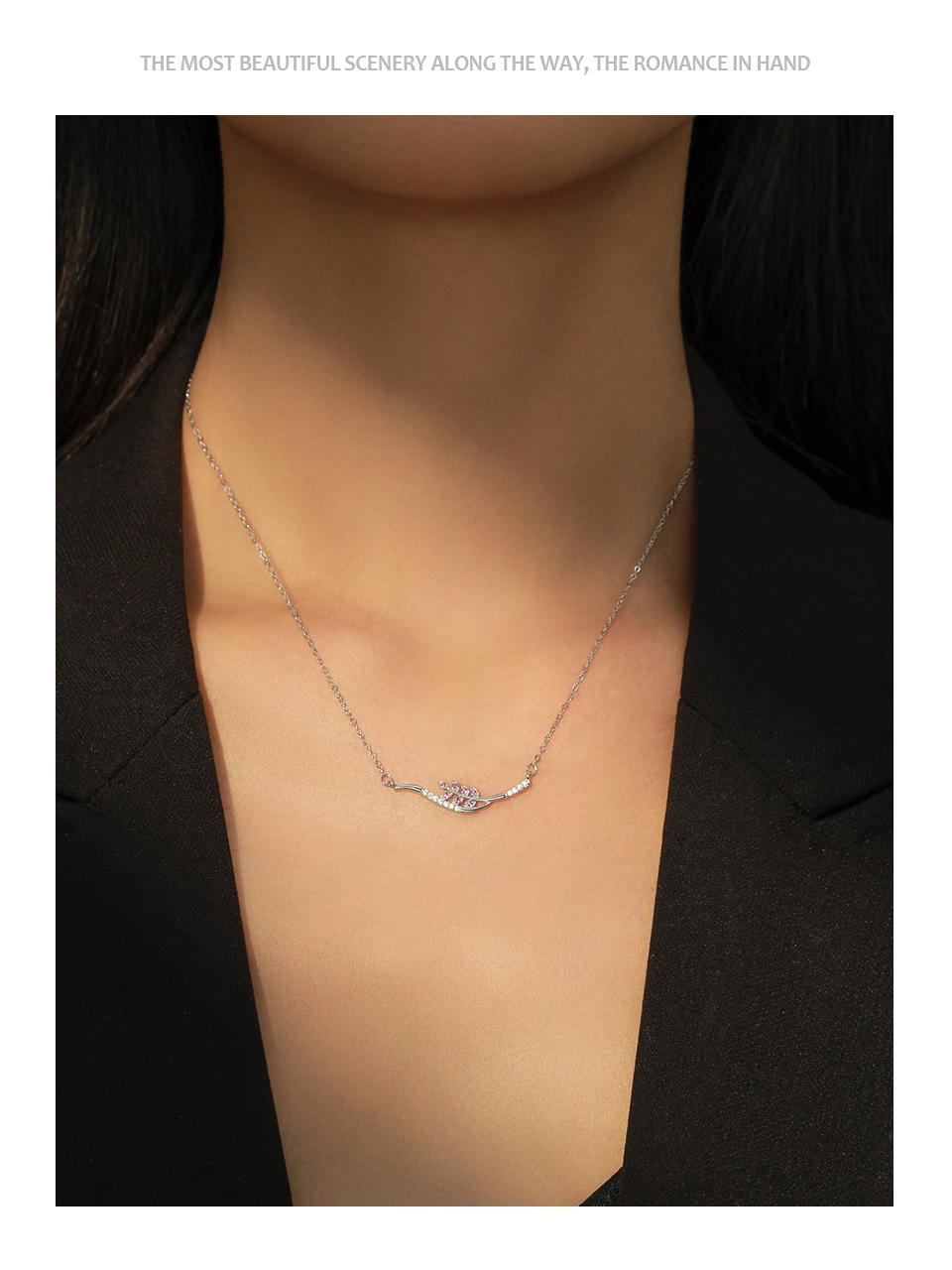 Trendy Charm Leaves Pendant Necklace Sterling Silver